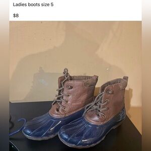 Brown and Blue Duck Boots